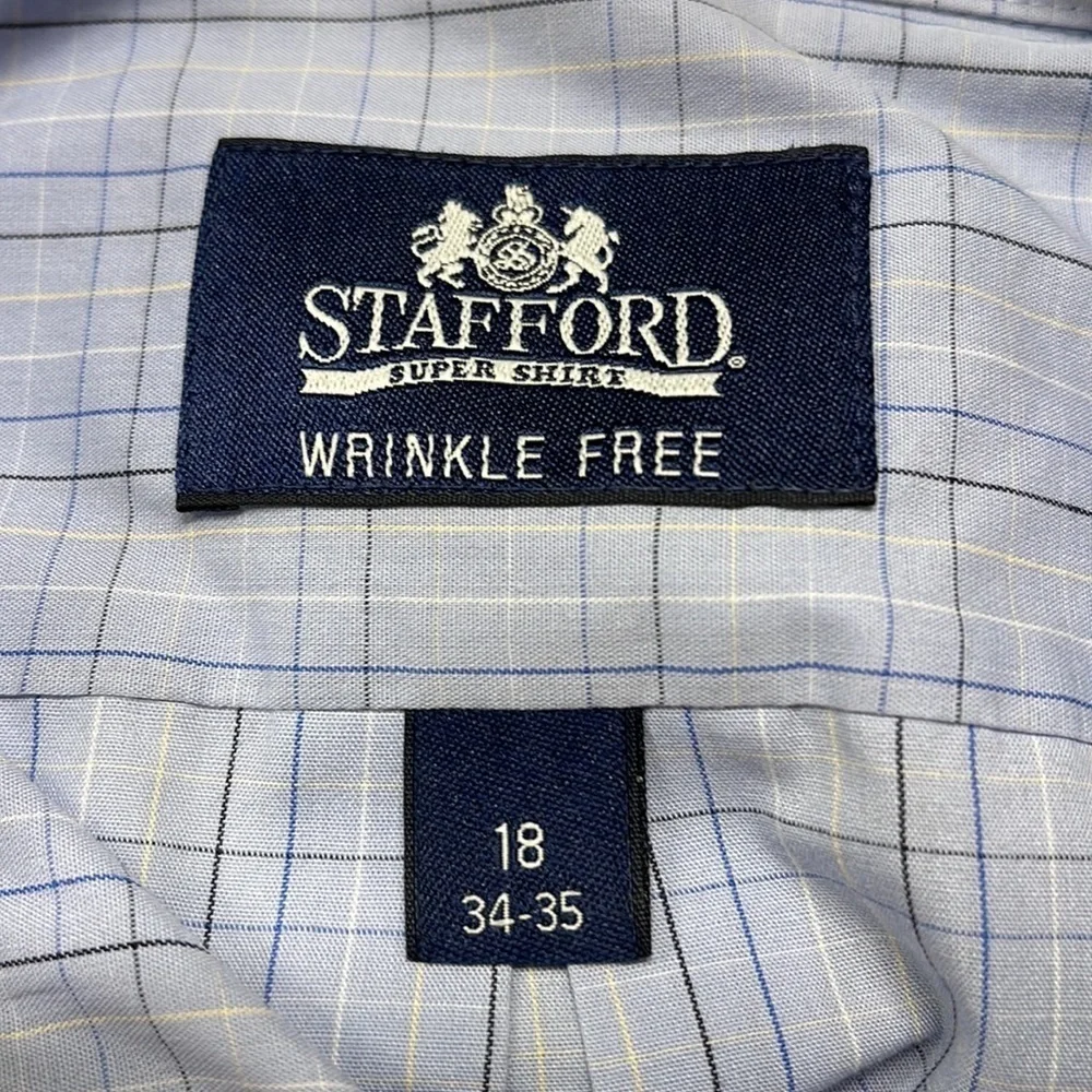 Stafford Light Blue Wrinkle Free Button Down Dress Shirt Size 18 GUC #5627